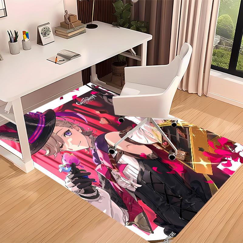 Genshin Impact Lynette Printed Absorbent Washable Carpet, Non-Slip Bathroom Mats, Kitchen Rugs, Yoga Mat,Living Room Entrance, Camping Picnic Rugs