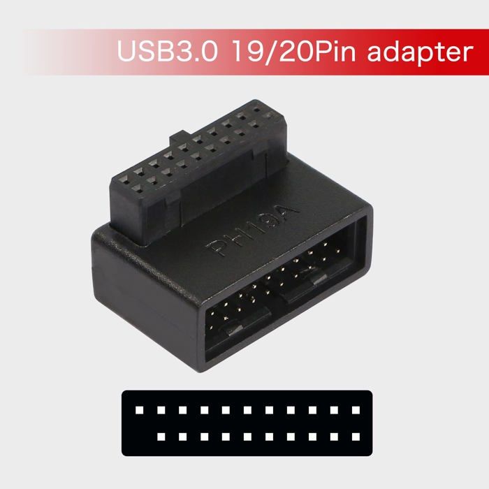 Adaptateur coude USB 3.0 - QIANRENYANG - PH19A - 90 degrés - 5 Gbit/s - 19/20 broches