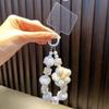 Sweet Beaded Phone Strap Plush Ball Car Key Ring INS Knit Beads Keychain  Children