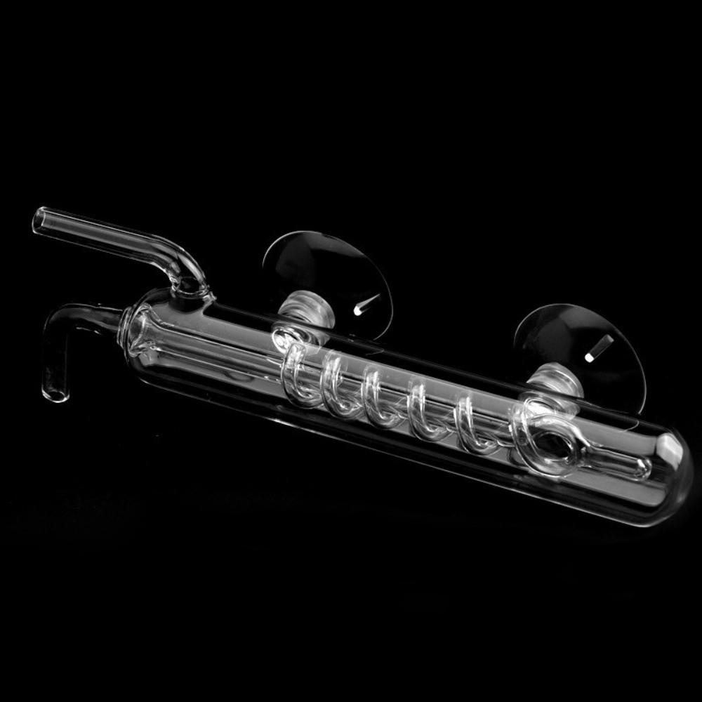 Glass CO2 Bubble Counter with Suction Cup Dioxide Reactor Spiral Bubble Counter  Fish Tank