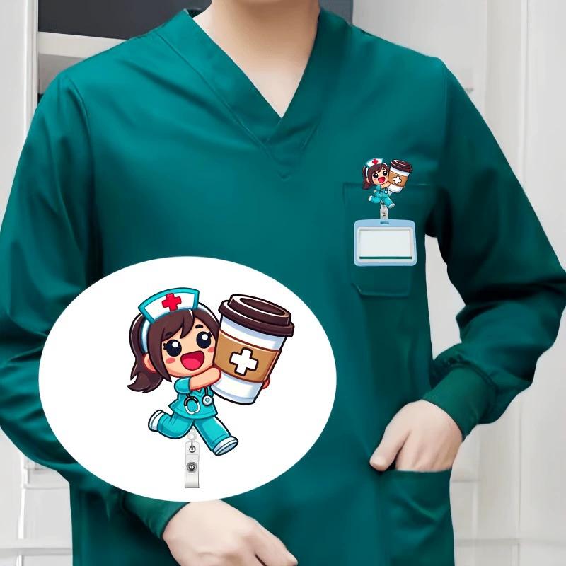 1 Stück Acryl Flacher Ausweishalter mit Einziehbarem Clip für Krankenschwester Arzt ID-Kartenhalter Medizinischer Arbeitsausweis Clip Büro Krankenhausbedarf