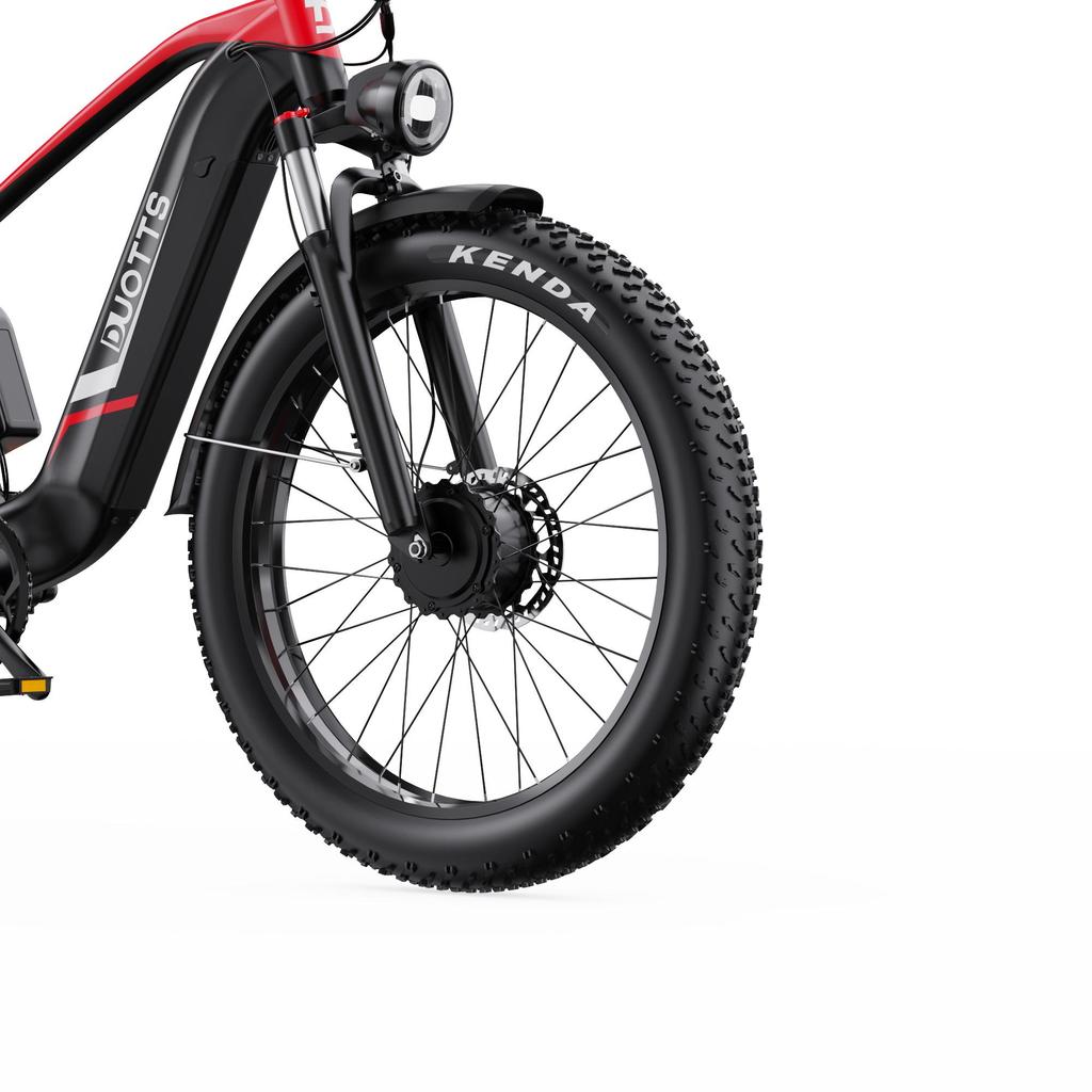 DUOTTS Elektrické kolo F26: Motor 750 W, dojezd 120 km, 26" tlusté pneumatiky, vodotěsnost IPX5, stoupavost 55°