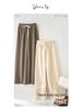 YX Women's Fleece-Lined Knitted Wide-Leg Pants - High-Waisted, Slimming, Ribbed, Warm, Autumn/Winter Casual Wear