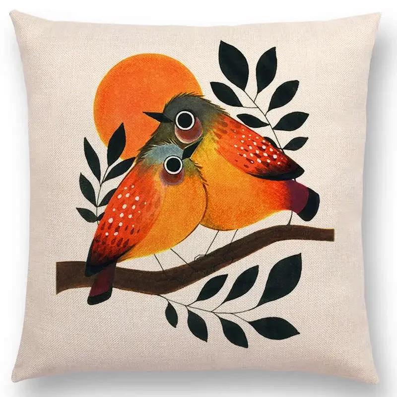 

Ретро Мистика Акварельное Искусство Тотем Наволочка для диванной подушки Животные Олень Медведь Птица Рыба Лиса Сова Змея Кролик Цапля Пчела Чехол для подушки 66x66cm золотистый