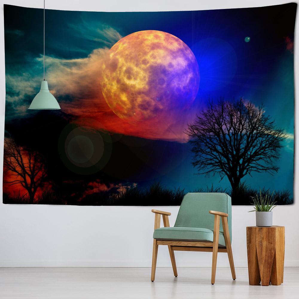 Fantasy Landscape Tapestry, Starry Home Wall Decoration, Polyester Thin Hanging Cloth, Bohemian Hippie Room Aesthetic Decoration