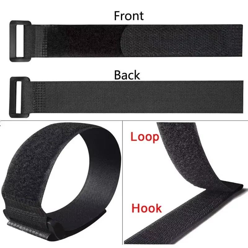 Reusable Black Nylon Hook and Loop Cinch Straps Adjustable Wire Fastener Cable Ties For Household Office Cord ArrangementStoragePinstriping Tape 3