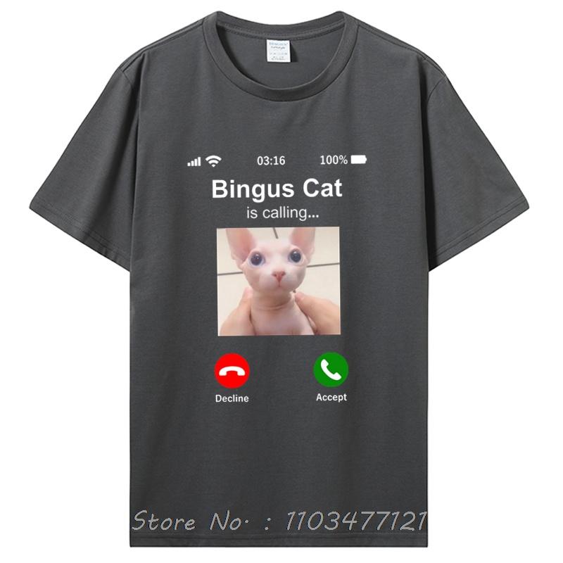 Lustiges Bingus-Katzen-T-Shirt mit Aufdruck „Cat Is Calling“ – Sommer-Style, Grafik, Baumwolle, Streetwear, Kurzarm, Geschenkidee zum Geburtstag, Herrenbekleidung
