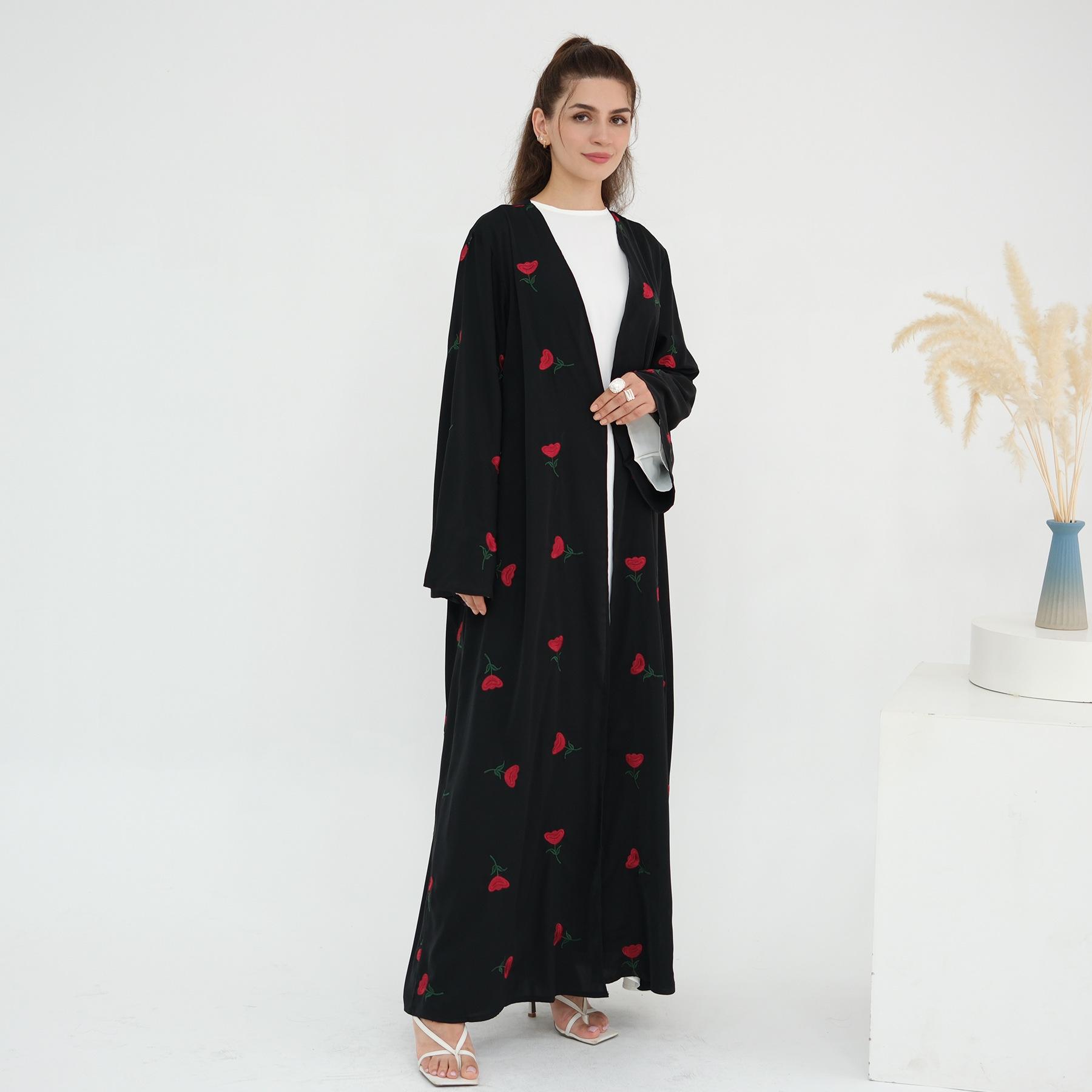 Aiyirui Plus Size Embroidered Cardigan with Floral Design 1064 Medium (54)