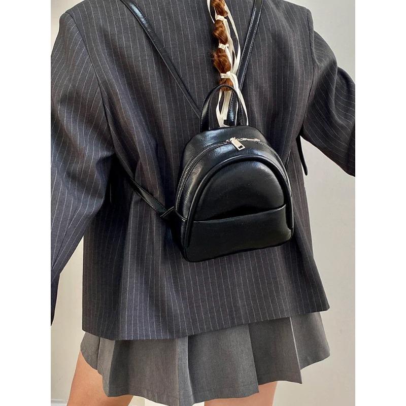 Simple Sweet Pu Women's Backpacks Fashi Solid Color Casual Female Backpack Novel Cute Ladies Handbag Shoulder Bag Tote Purse