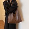 Solid Color Simple Large Capacity Pu Leather Women Shoulder Bag Autumn For