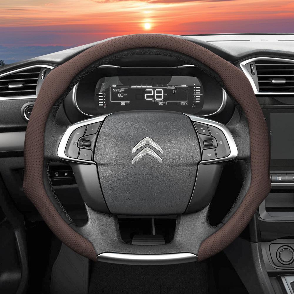 Suitable for Citroen Perforated Leather Steering Wheel Cover C3 C4 X Berlingo C5 Aircross Jumper SpaceTourer Ami X Red Black