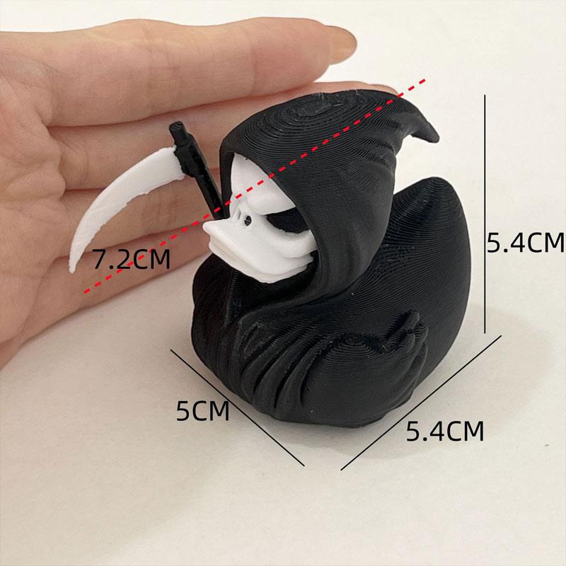 3D Printing Black Killer Duck Anime Figurine Grim Reaper Duck Halloween Ornament Cartoon Desktop Ornament Halloween Gifts Toys