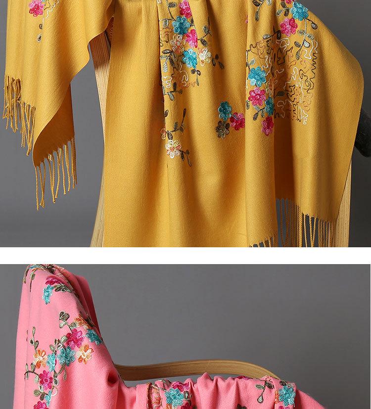 300g Faux Cashmere Embroidered Plum Blossom Scarf, Women's Ethnic Travel Wrap - Warm New Year Holiday Shawl