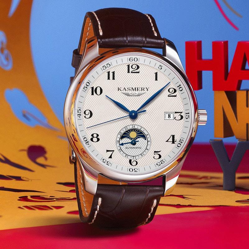 Ikay Men'S Watch Famous Craftsman Series Moon Phase Men'S Watch Multifunctional Waterproof Automatic Mechanical Watch