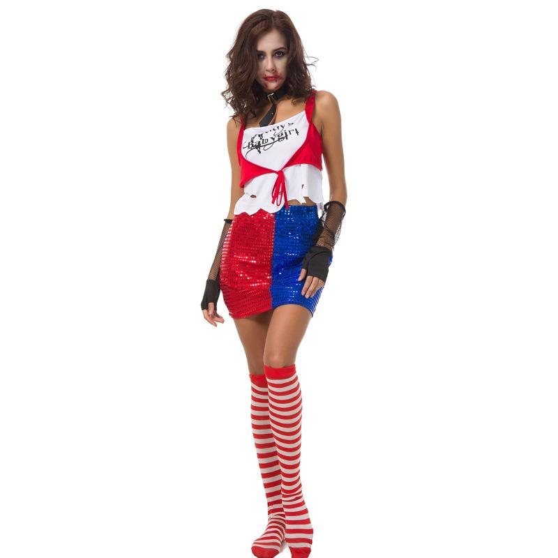 New Halloween Suicide Squad Clown Female Suicide Squad Harley Quinn Anime Costume Stage Outfit