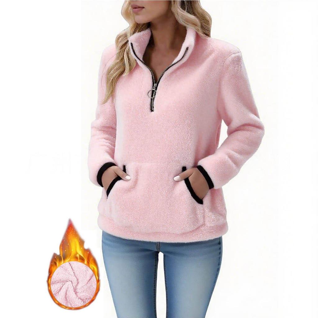 2025 Women's Autumn/Winter Double-Sided Fleece Half-Zip Plush Sweatshirt