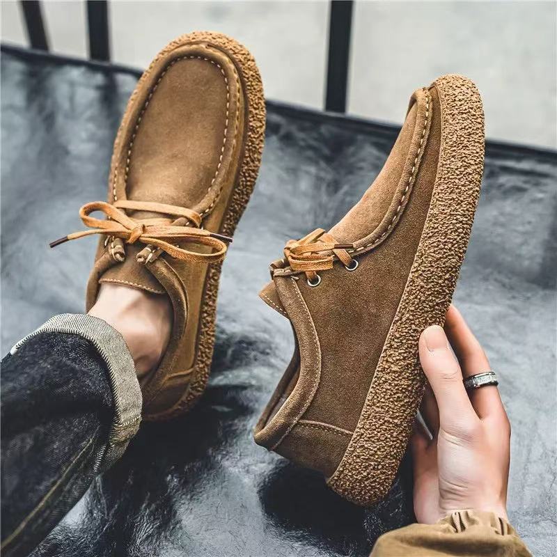 Retro Casual Men Shoes Luxury Suede Leather Loafers Men Sneakers Comfor Soft Sole Driving Shoes Men Walking Shoes Tenis Hombres