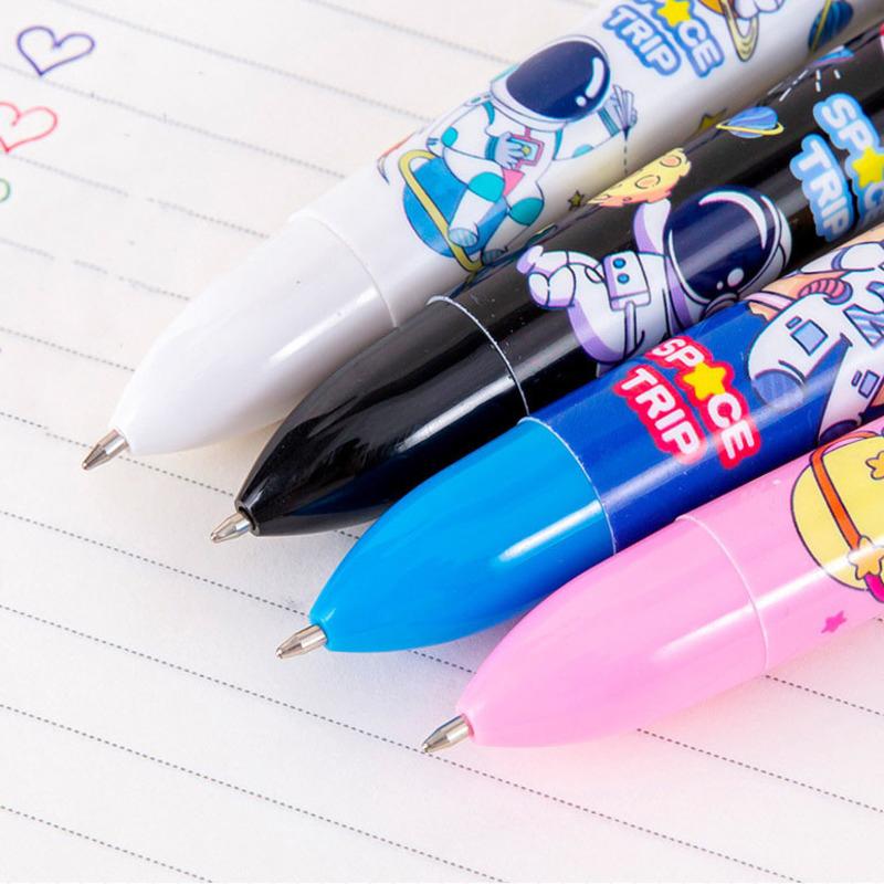 1 Piece Cute Ballpoint Pen Press Cartoon Space Belt Seal Multicolor 6 In 1 Colors Stationery School Office Supplies