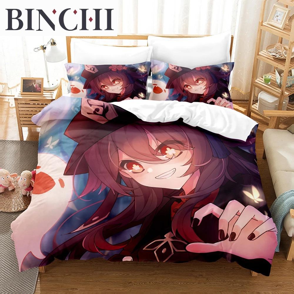 3D Print Cartoon Bedding Set Genshin Impact Game 3d Duvet Cover Set Comforter Bed Linen For Boy Decor Bedclothes