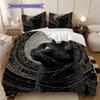 Black Cat Pattern Bedding Quilt Set Quilt Cover Pillowcase Home Decoration Birthday Gift (1 * Duvet Cover + 2 * Pillowcase, Without Core)