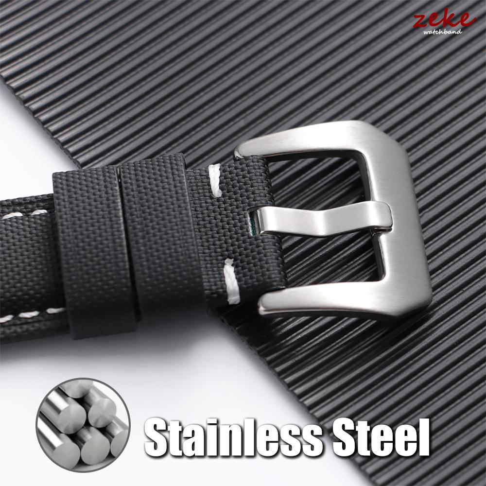 Universal Stitching Watch Band Durable Sailcloth & Leather Watch Strap 20mm 22mm 24mm 26mm Watchband Accessories Perforated Belt