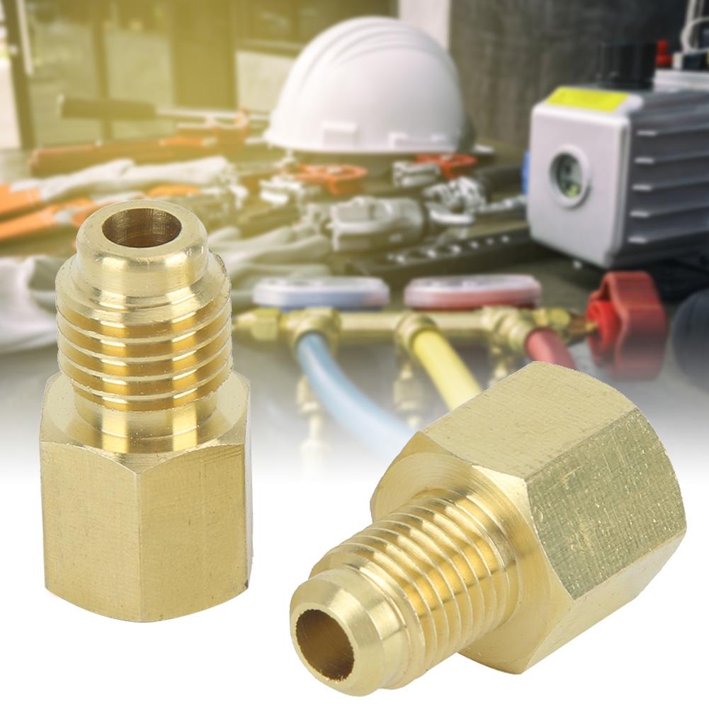 2Pcs 1/2ACME Brass Refrigeration Adapter Refrigerant Vacuum Pump Port Connector Accessory