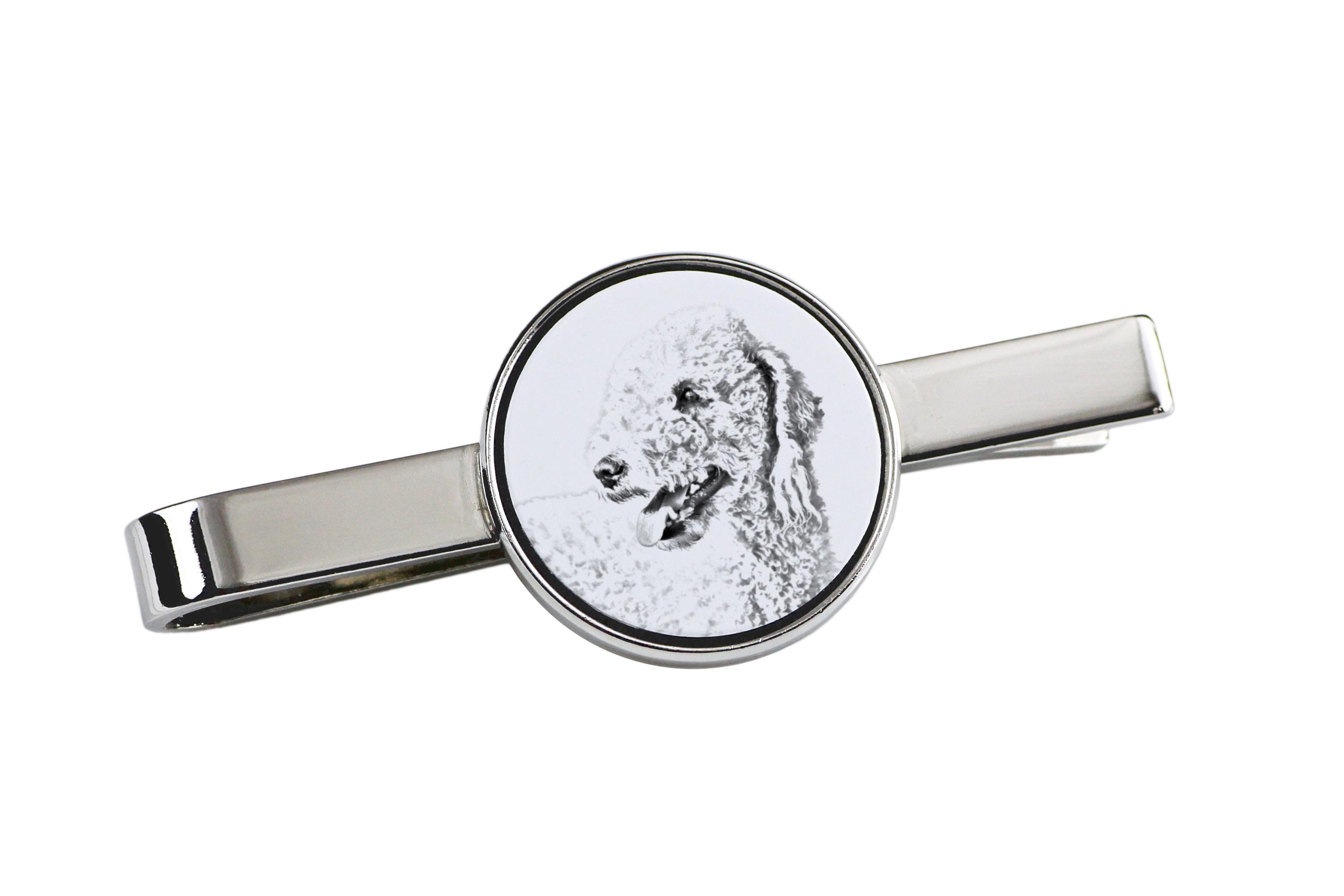 

Bedlington Terrier, Rothbury Terrier, Rodbery Terrier - tie clip with a dog, personalized tie clip, a unique gift for a man from the Art-Dog brand срібний