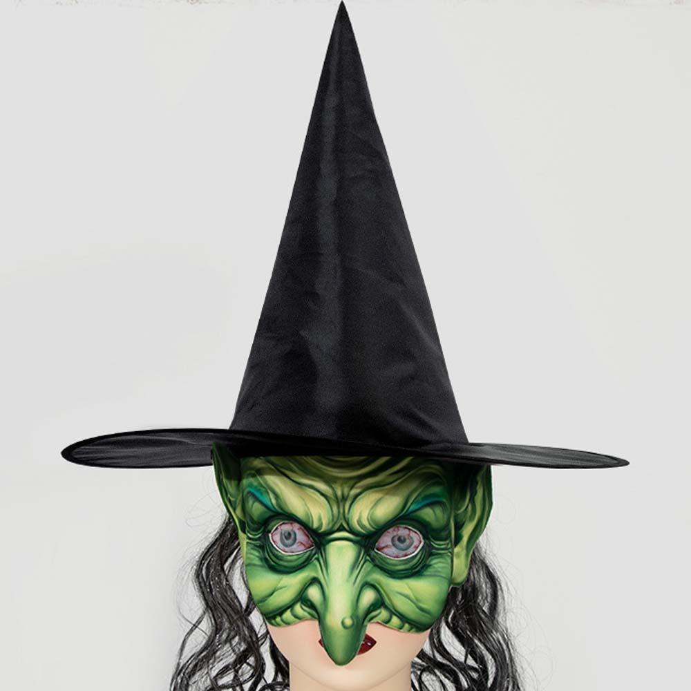 Spider Web Halloween Horror Witch Mask Green Demon Mask Makeup Witch Wig Hat Mask Set  Men