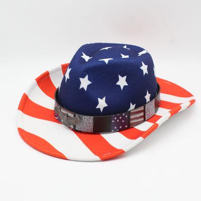 2022 American Flag Western Panama Cowboy Usa Hat Topper Hat Personality Prairie Star Jazz Hat