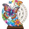 Spezielle Form Blumen Schmetterling Diamantmalerei Drehender Kalender Stehender Kalender Ornamente Holzewiger Schreibtischkalender