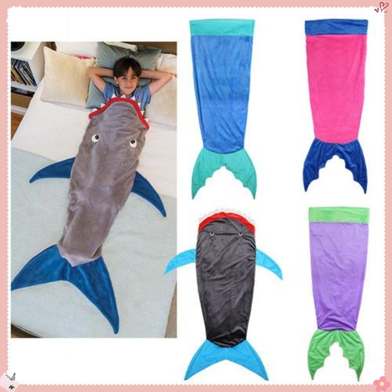 

Children Shark Sleeping Bag Ultra-soft Fluffy Flannel Fishtail Blankets Kids Boys Girls Wearable Sleepsack Cozy Fluffy sleep bag color 02