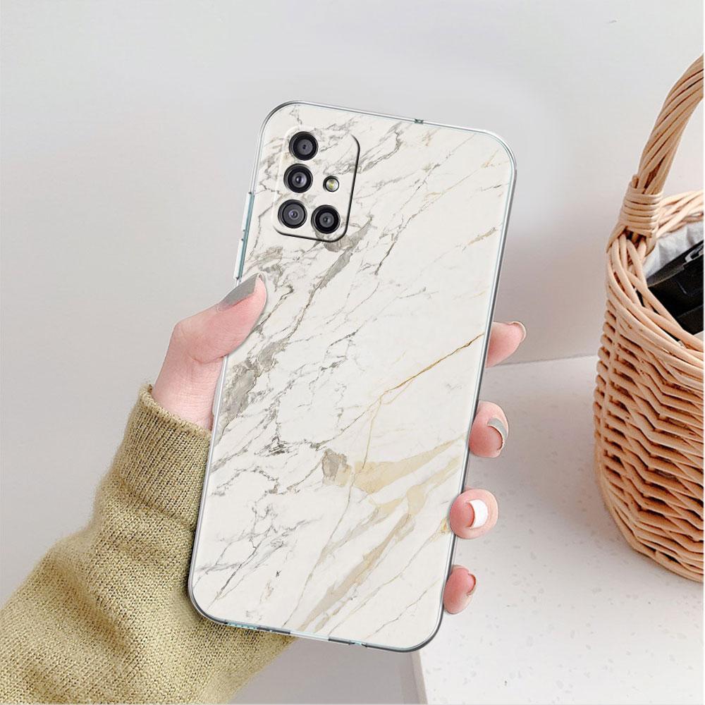 Clear Case For Samsung Galaxy A52 A12 A51 A32 A21s A71 A32 A22 50 A70 A31 A72 5G Phone Cover Granite Marble