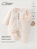 2025 Winter Lace Lapel Plush-Lined Cotton Coat & Romper for Baby Girls