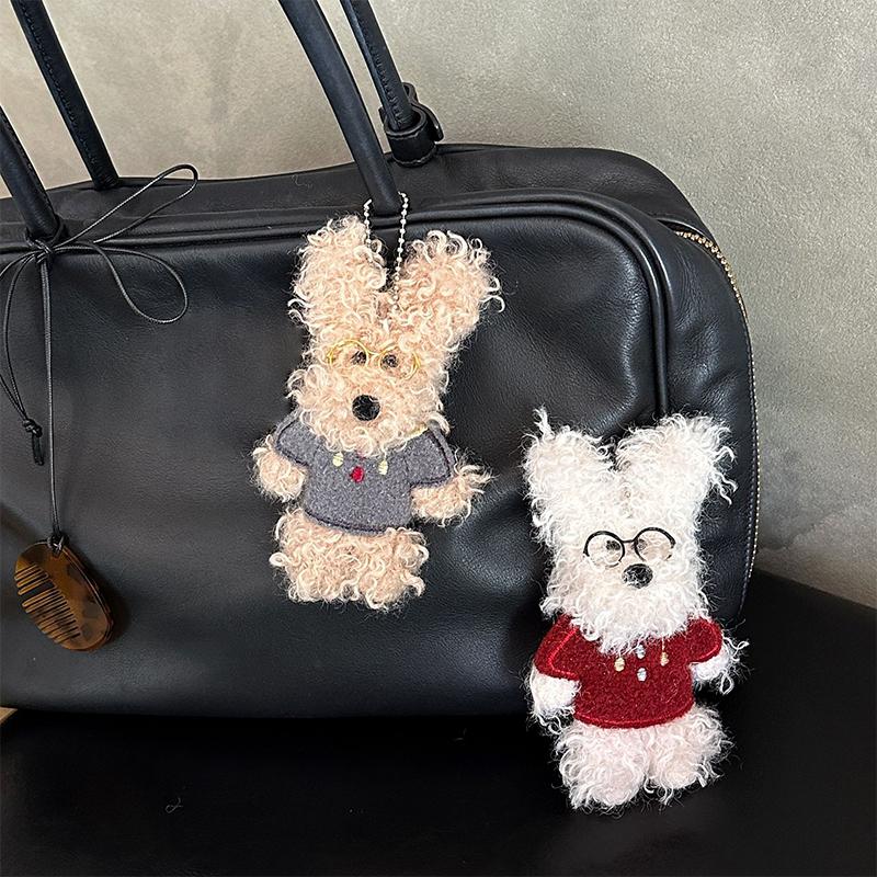 Kawaii Puppy Plush Keychain Cute Cartoon Little Doll Pendant Backpack Hanging Decoration Couple Key Holder Birthday Gifts