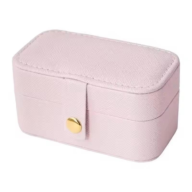 Portable Mini Jewelry Box Small Travel Storage Case for Rings Necklaces Earrings Lipstick with Removable Ring Slot PU Leather