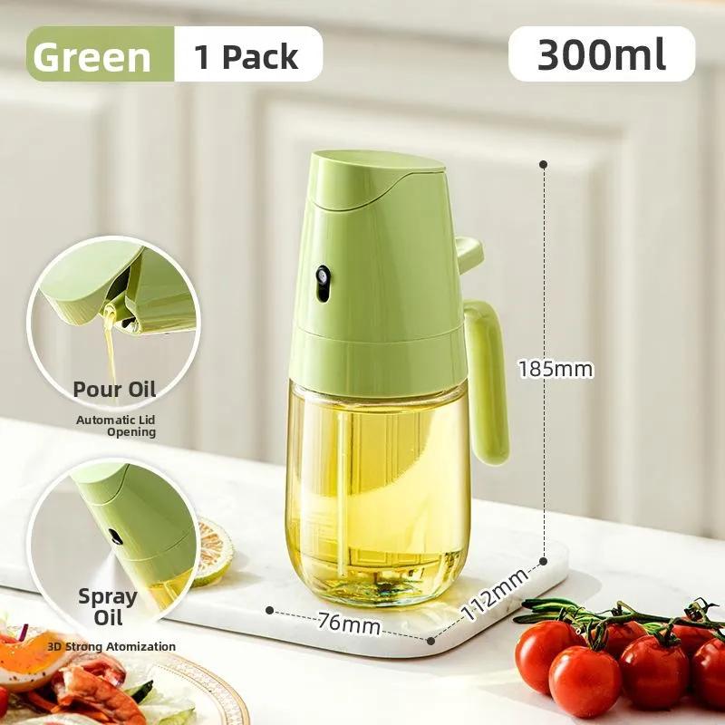 300/500ml Glass Oil Vinegar Bottle, Two-Way Spray Design, Kitchen Home Non-Drip Storage Seasoning Bottle