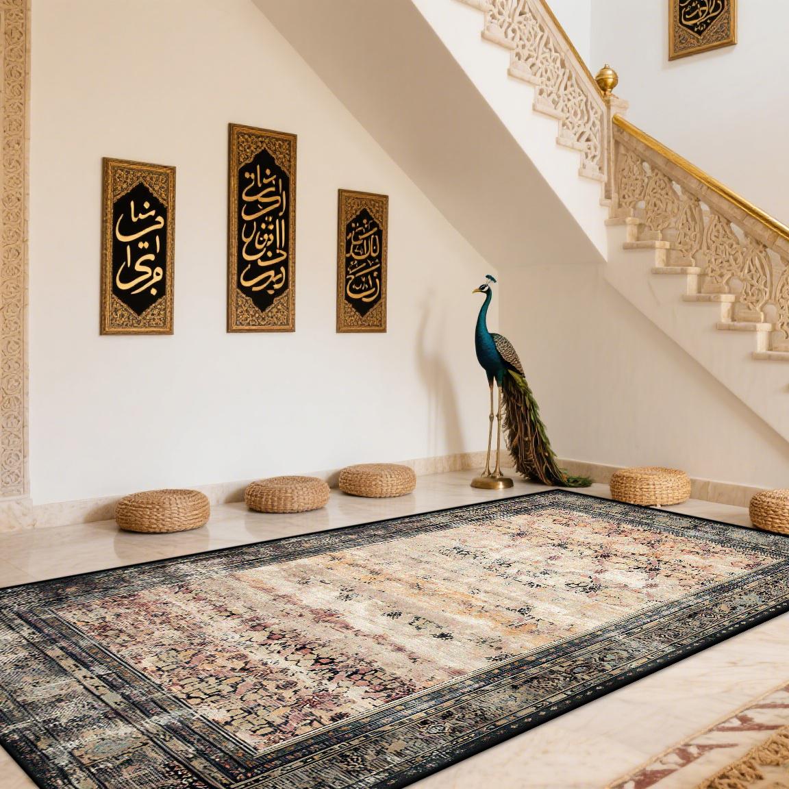 

Bohemian Retro Rugs for Living Room Old-fashioned Home Decoration Large Area Washable Carpets Bedroom Easy Clean Foot Mat Soft 60*90cm