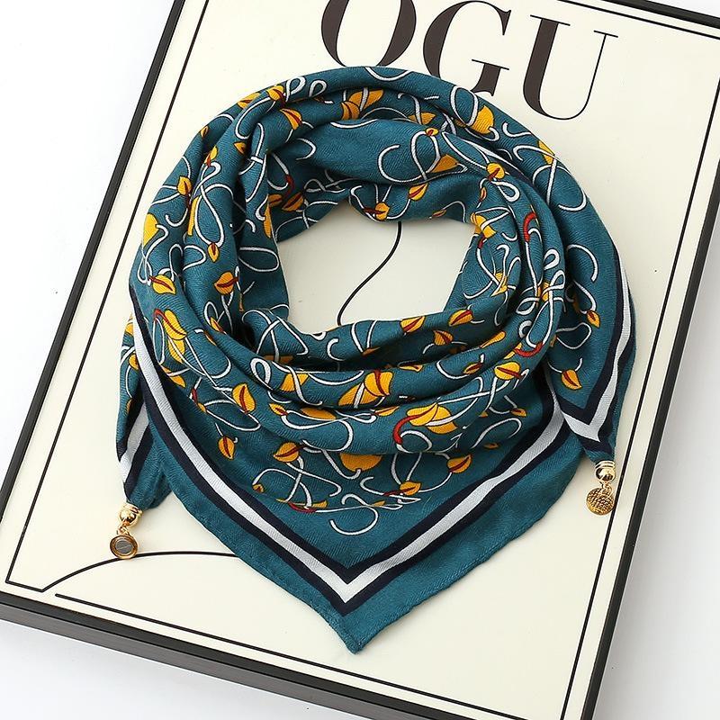 Women's Magnetic Triangle Neck Protection Scarf - Cotton & Linen High-End Square Scarf for Autumn/Winter