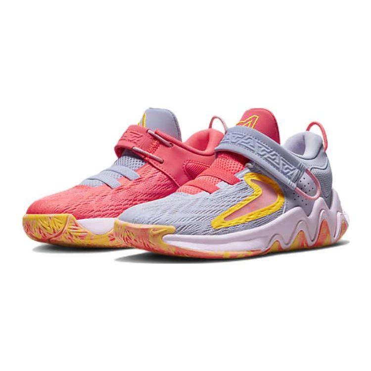 Nike Giannis Immortality 2 PS Hot Punch Mismatched Kids Sneakers Multi-Color Pink-Foam Laser-Orange DQ1942-600