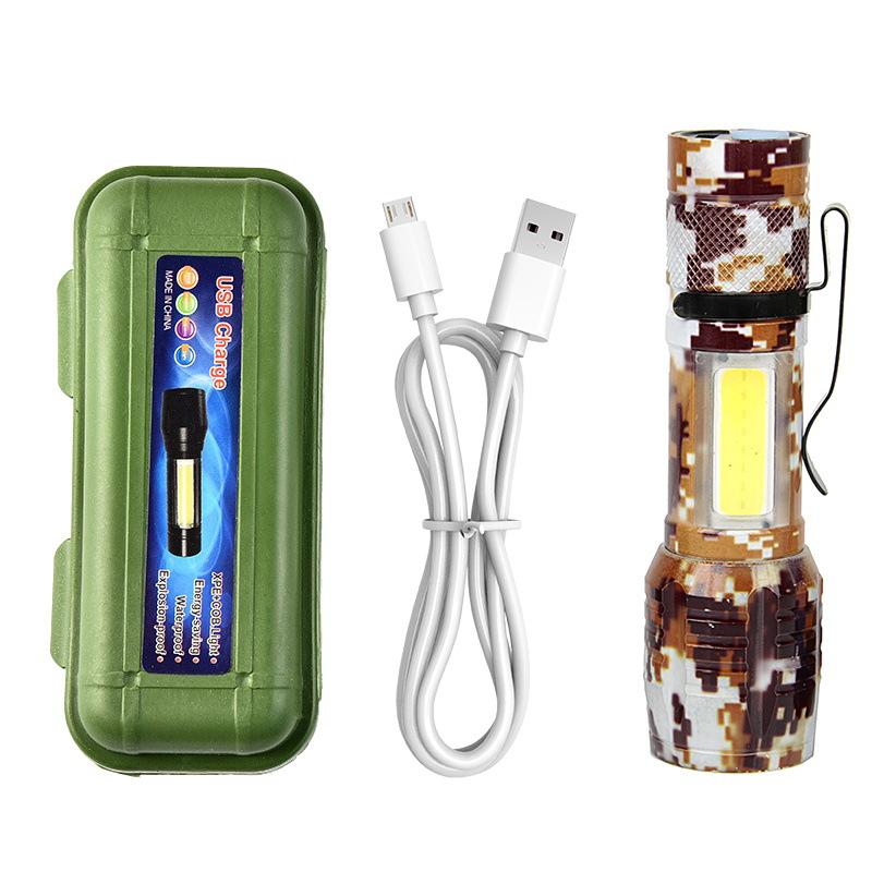 

Мини USB зарядка 3 режима портативный мощный свет зум фонарь масштабируемый COB тактический фонарь с зажимом для ручки COB-MC коричневый