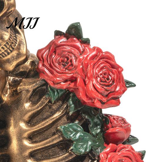 Gothic Skeleton Ornament Hugging Couple Figurine, Rose Skull Resin Retro Sculpture, Vintage Decoration, Romantic Halloween Party Supplies