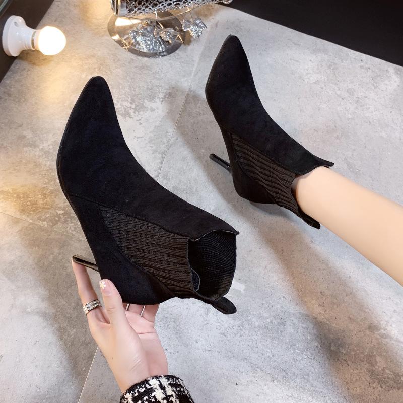 Mode Spitze Dünne Ferse Stiefeletten für Frauen Mode Lässig Neue Designer Einfarbig Stiefeletten Weiblichen Frühling Herbst High Heels schuh