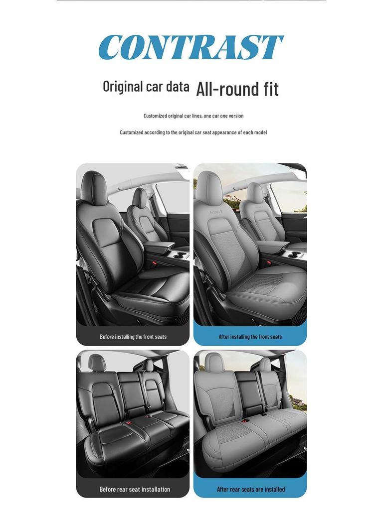 Tesla Model Y Dedicated Semi-Wrap Seat Cushion, All-Season Universal Cover, Car Interior Accessory