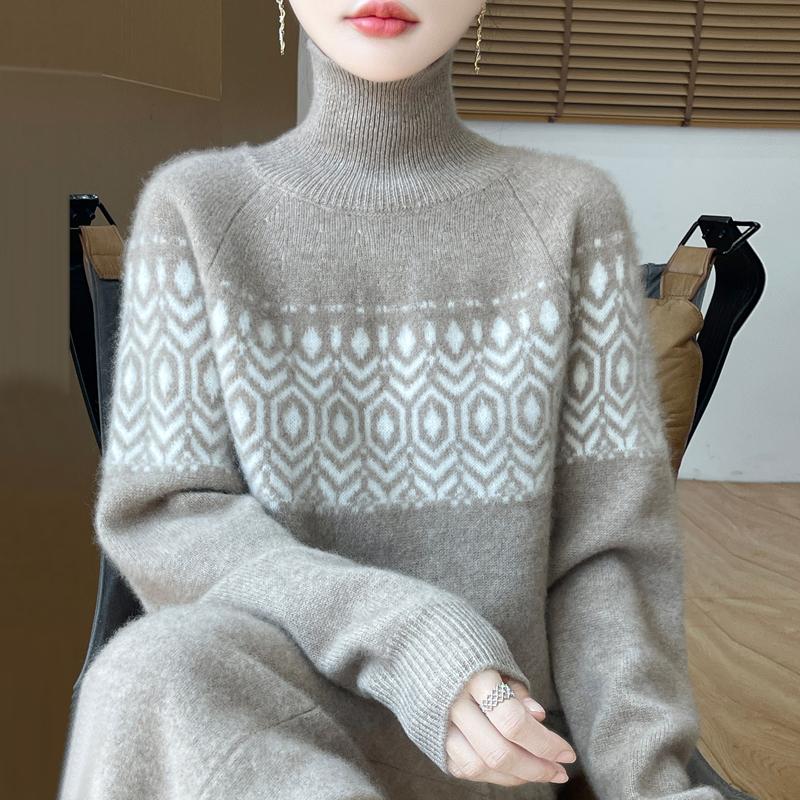 Women Sweater 100% Wool MODERN NEW SAGA Turtleneck Knit Pullover Thick Winter Jumpers Female Knit Tops