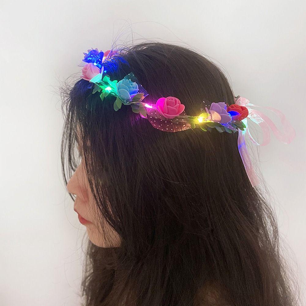 Floare Luminoasă Coroană de Nuntă Decor Guirlandă Luminoasă LED Podoabă de Cap Coroană Bentiță cu Flori