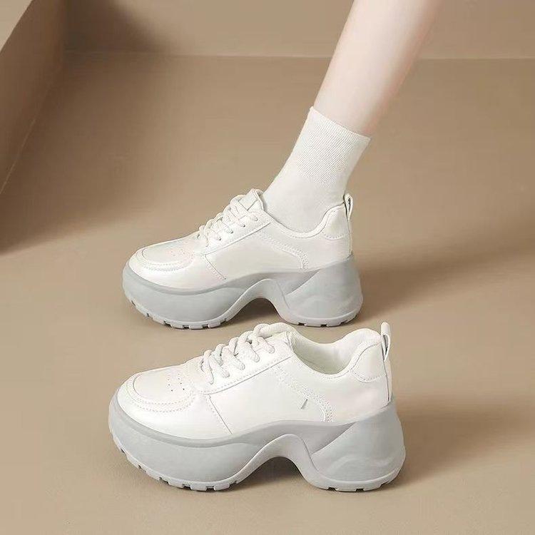 Leather dad shoes new autumn thick-soled muffin shoes light feet small sports casual shoes
