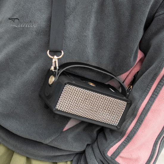 Husă de protecție din silicon cu curea de mâner din piele artificială și curea de umăr pentru difuzor BT portabil Marshall Emberton II audio anti-zgârieturi