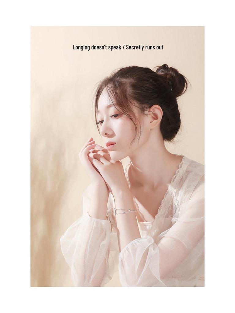 S925 Silver Double-Layer Star Frosted Bead Bracelet for Women - Simple Jewelry Gift for Christmas or Valentine's Day