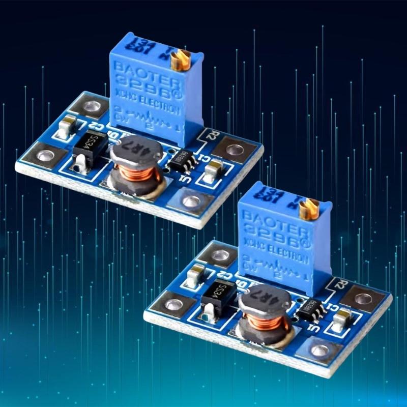 Pack of 2 SX1308 Boost Converters Module for Adjustable Voltages Boosting with Overheats and Short Circuits Safety