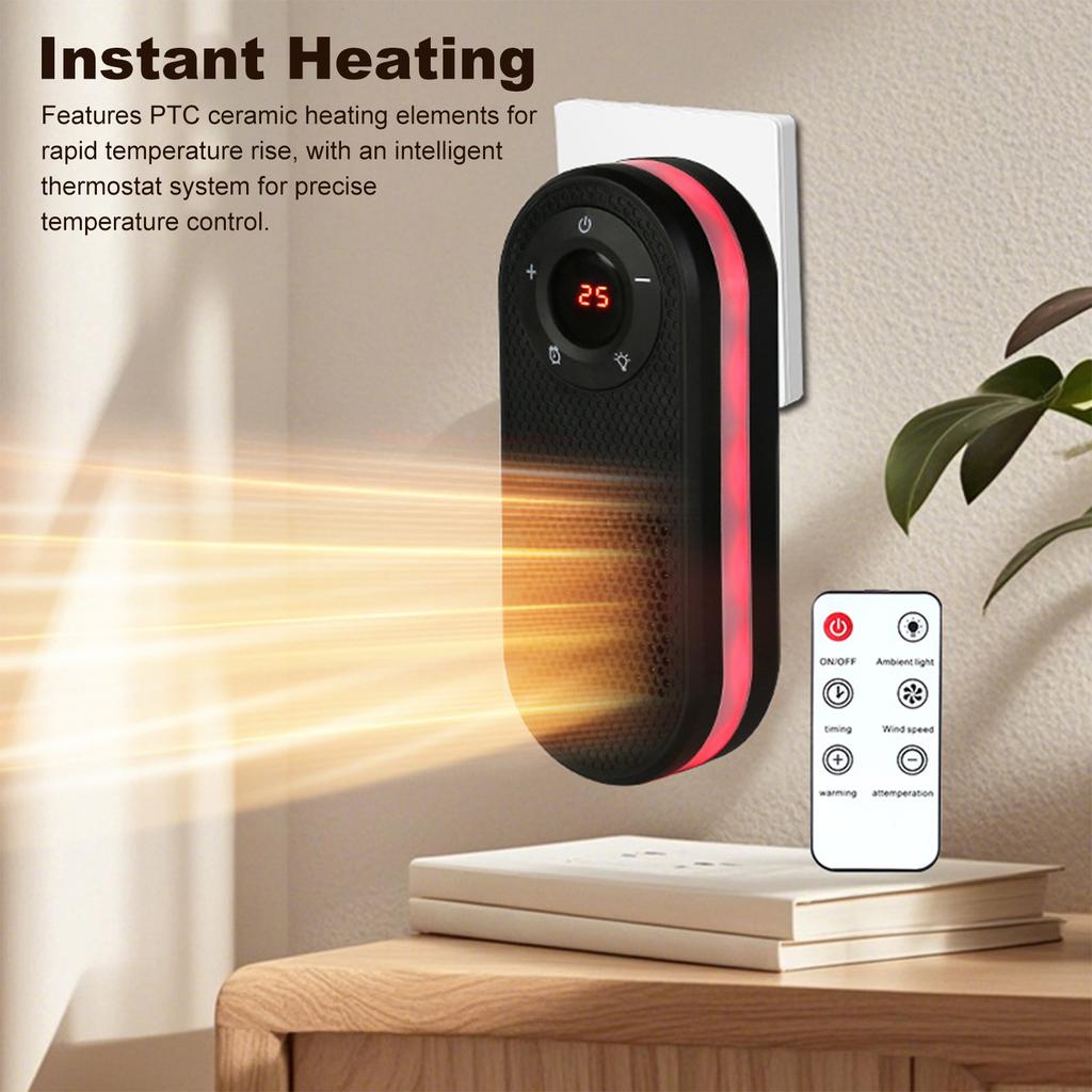 Wall Mounted Space Heater 2 Modes Quick Heat Household Warmer Winter Electric Heater 180 Degree Rotatable Silent for Indoor